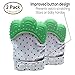 Baby Teething Mittens Soothing Pain Relief Teether with Non-Scratch Button Fastener / Travel Bag 3-12 months Babies Shower Gifts Mitt Silicone Toys by MaBaby (Mint Green)