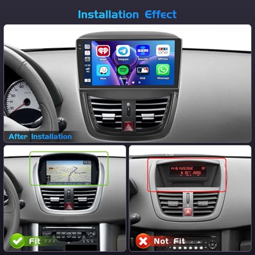 Inefala 4+64G Android 15 Radio para Peugeot 207 2006-2015 con 9'' In-Cell Pantalla con Wireless Carplay y Android Auto Mirror Link Radio FM/RDS GPS WiFi Bluetooth SWC Cámara Inversa