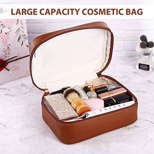 Makeup Bags ,Cosmetic Bag 3 Packs Travel Makeup Bag for Women Portable Makeup Bag Organizer Waterproof and Durable Makeup Bag for Purse with Gold Zipper PU Lather Brown 6 Makeup Bags ,Cosmetic Bag 3 Packs Travel Makeup Bag for Women Portable Makeup Bag Organizer Waterproof and Durable Makeup Bag for Purse with Gold Zipper PU Lather Brown