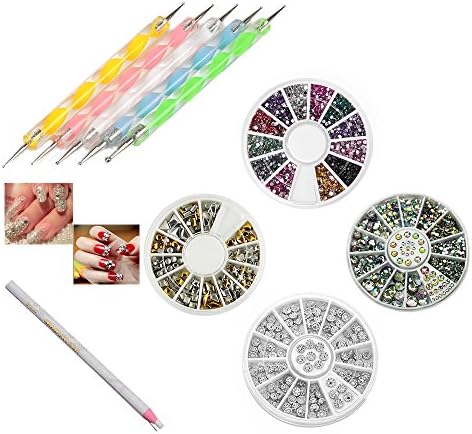 Rhinestones Decoration Set, Including 4 Boxes Of Rhinestones Decoration, 5 Pcs Acrylic Double Point Drill Pen,1 Pcs Rhinestones Picker Penci.