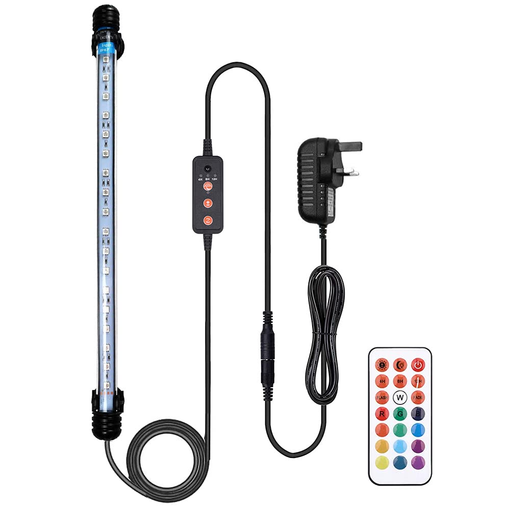 VARMHUS LED Aquarium Light with Timer for Sunrise and Sunset (37cm, RGB)