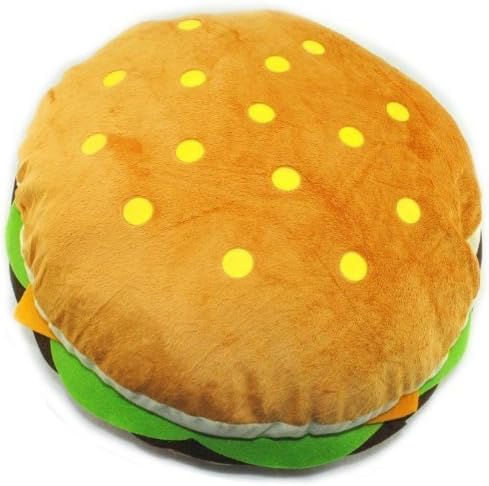 Kids Teens Fun Cute Hamburger Soft Stuffed Pillow Round Throw Plush Toy 15" inches ~ USA SELLER!! (Hamburger)