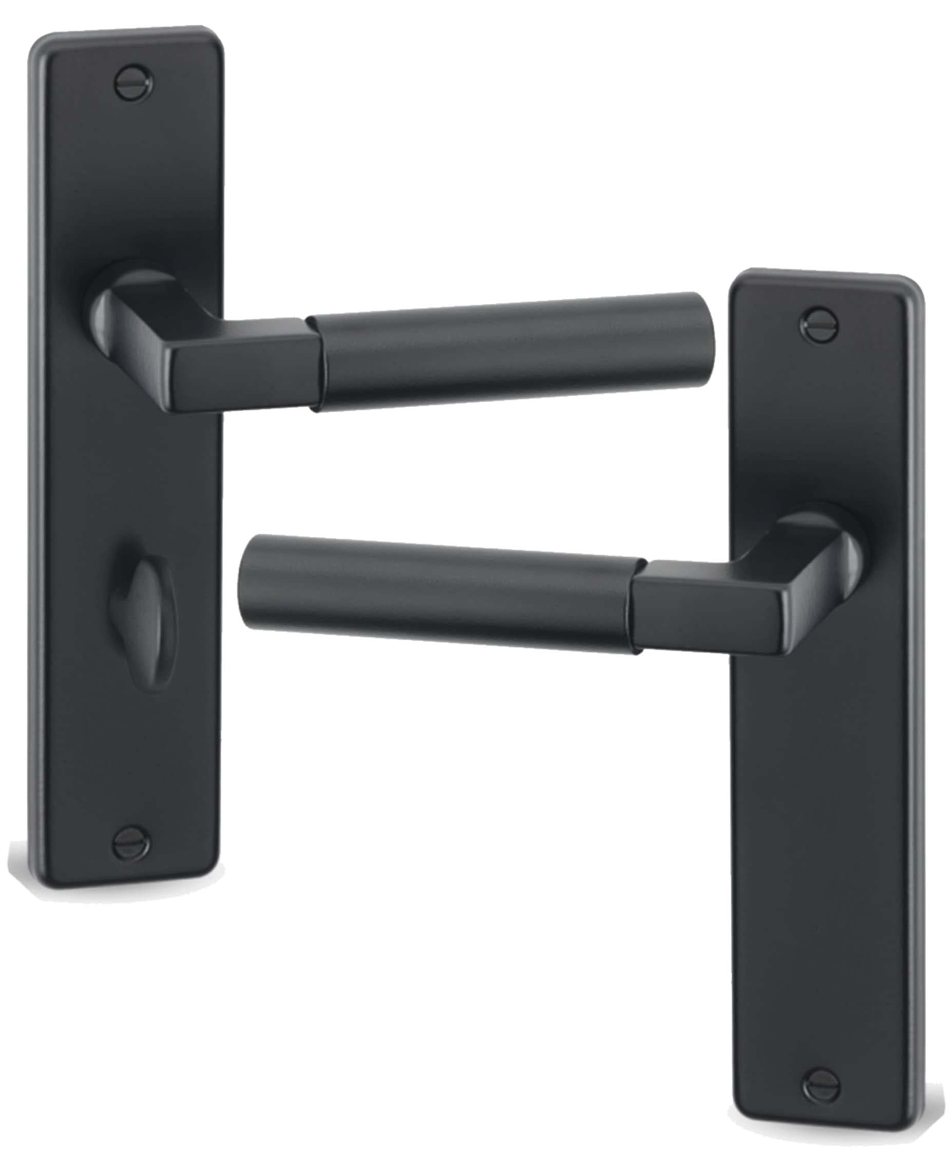 URFIC Lever Bathroom Door Handle. Black Colour Nickel Finish. Set of 2 Lever Lock Handles. Ebony Black Finish. 18.3 cm x 4 cm