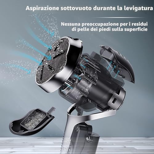 Professional Electric Pedicure Rechargeable Feet Callus Remover with Vacuum Suction 3 Grinding Heads 2 Speed IPX7 Waterproof Electric File Rasp Feet Calluses Feet Removal