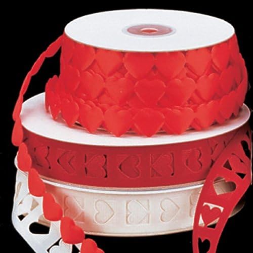 White Embossed Hearts Velvet Craft Ribbon 1" x 44 Yards