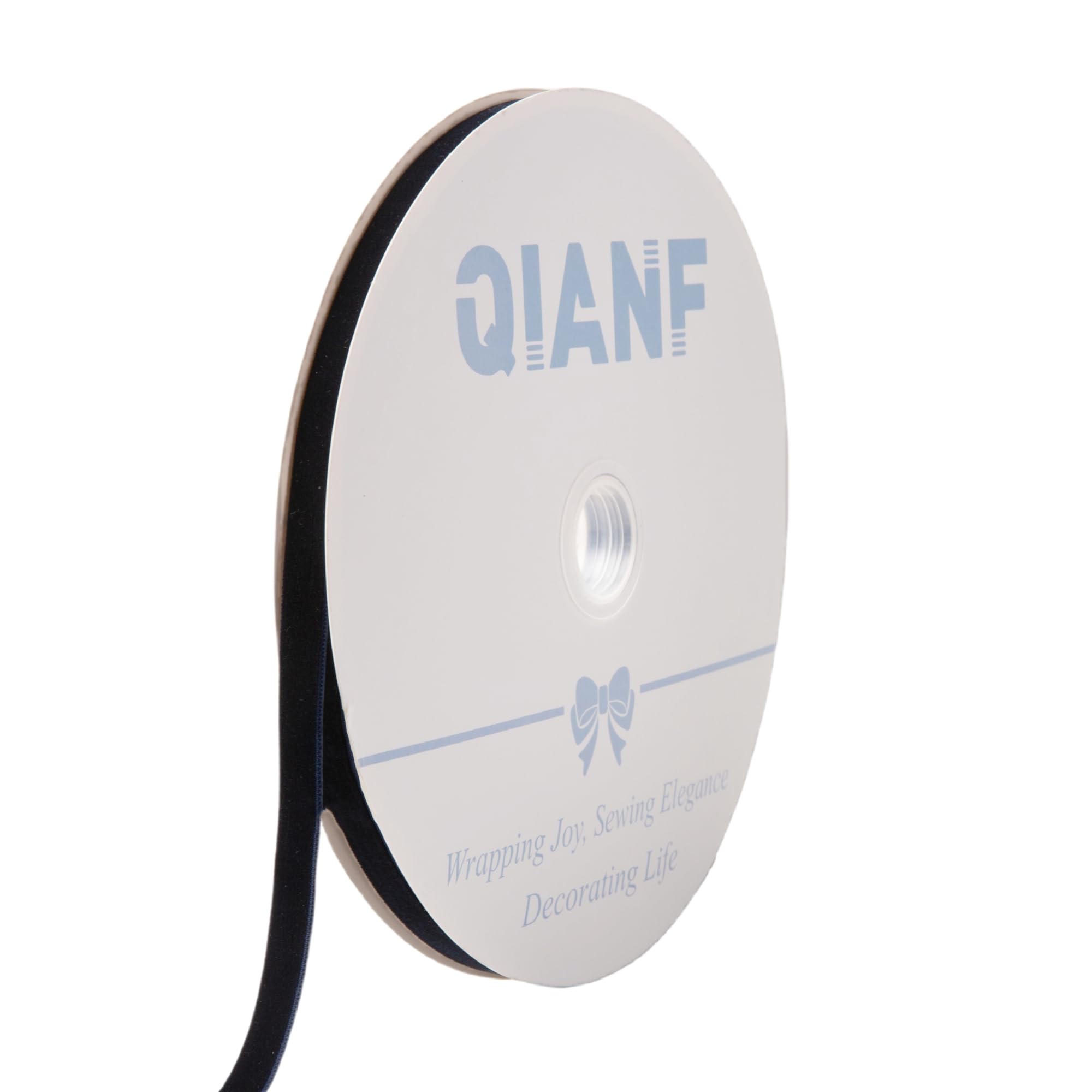 QIANF Vintage Navy Blue Velvet Ribbon, 3/8 Inch X 25Yd