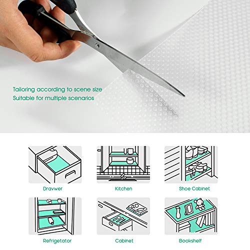 Yachee 3 Rolls EVA Cabinet Liner, Non-Slip Non-Adhesive Shelf Liners Kitchen Cabinets, Waterproof Cupboard Drawer Cushion Mats, DIY Multipurpose Antifouling Pads, 18" x 60" - Light Grey