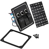 BQLZR DC12V Black PN-LB3Z 3 Gang LED Boat Caravan Rocker Switch Panel Overload Protection Breakers Horizontal