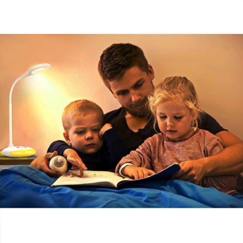 MoKo LED Desk Lamp with Dimmable Color, Portable Reading Table Light with built-in 1800mAh rechargeable battery, Flexible Gooseneck, Touch Control, For Kids Study Home Office -White