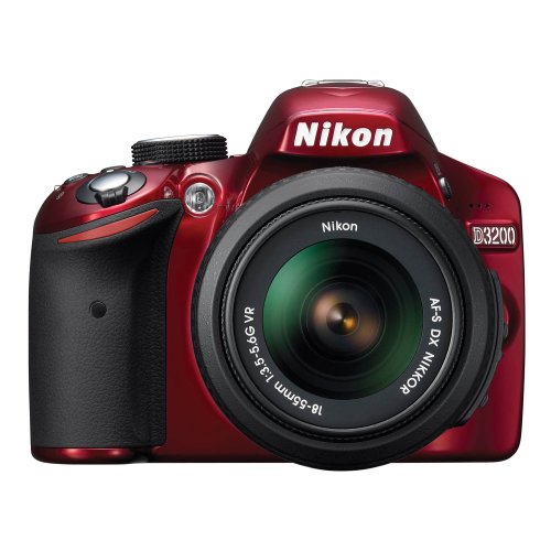 Nikon D3200 24.2 MP CMOS Digital SLR with 18-55mm f/3.5-5.6 AF-S DX VR NIKKOR Zoom Lens (Red)