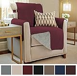 Gorilla Grip Original Slip Resistant Chair Protector for Seat Width up to 23 Inch, Patent Pending Suede-Like Furniture Slipcover, 2 Inch Straps, Chairs Slip Cover Throw for Dogs, Armchair, Merlot