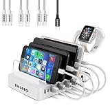 105W COSOOS Charging Station for Multiple Devices,6-Port USB Charger Station with Power Delivery PD & QC3, 7 USB Cable(4 Type),lwatch Stand,for iPhone,USB-C iPad,Laptop,Macbook Pro/Air, Kindle,Samsung