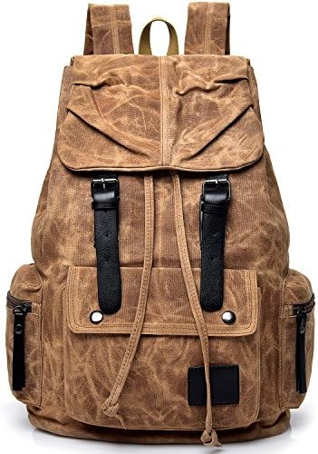 DesCanon Canvas Backpack, Vintage Canvas Leather Backpack, Large School Bookbag for College Hiking Daypacks Canvas Laptop Backpacks for Men Women (Brown)