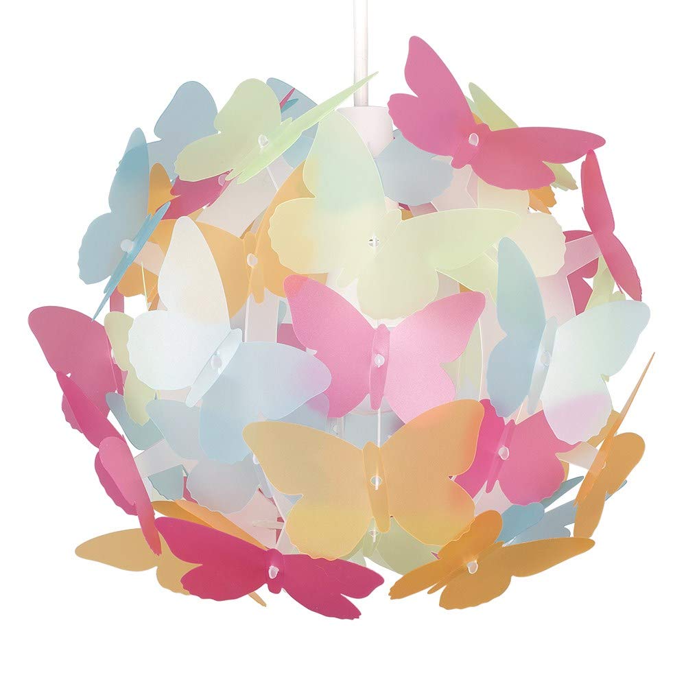 MiniSun | Modern Multi Coloured Butterflies Ceiling Pendant Light Shade | Pendant Lights, Home Décor & Improvement Essential | 31.5cm Shade Width