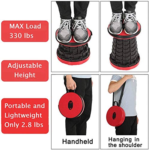 Portable Folding Stool Chair for Camping Retractable Stool Lightweight Travel Small Collapsible Chair Stools for Fishing Hiking Outdoor Activities Kitchen Garden, Height Adjustable 2.5 to 18 Inches