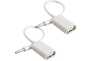 OXSUBOR AUX to USB Adapter 3.5mm Male Audio Jack Plug to USB 2.0 Female Converter Cord Cable 2PACK Only Work (CAR Need MP3 Decode Function,Can't Fit All Kinds of Car)