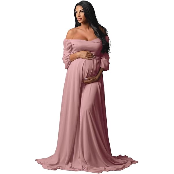 maternity bridesmaid dresses with sleeves Zapaka Women Dusty Blue Bridesmaid Dress Ruched Convertible Boho Chiffon Long Wedding Party Dress, Dusty Blue / UK8