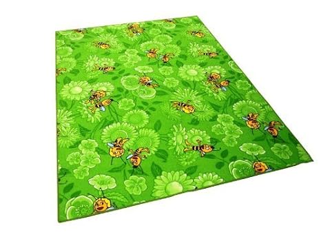 Kinderteppich Biene Maja Mit Blumen Teppich Grun 100x200 Cm