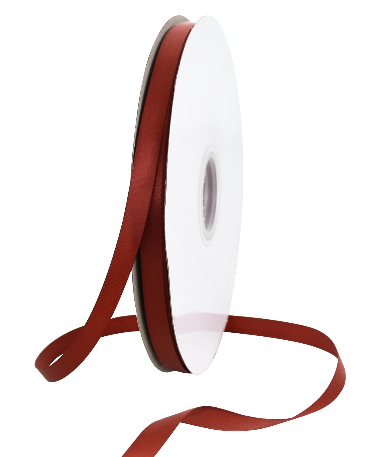 TONIFUL 3/8 Inch x 100yds Rust Satin Ribbon Thin Solid Fabric Ribbons Roll for Gift Wrapping Invitation Floral Hair Balloons Craft Sewing Party Wedding Popsicles Decoration Valentine's Day Bouquet — image 1