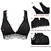 YIANNA Lace Bralette, Women's Deep V Neck Unpadded Lace Long Line Plunge Bralette Bra, YA8336-Black-M