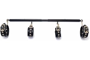 CLADELE Spreader Bar Heavy Duty Stainless Steel Expandable Silver Exercise Leg Bar Home Gym with 4pcs Furry Purple Adjustable Straps,Sports Aid Training Fitness Gear Pilates Aid Kit