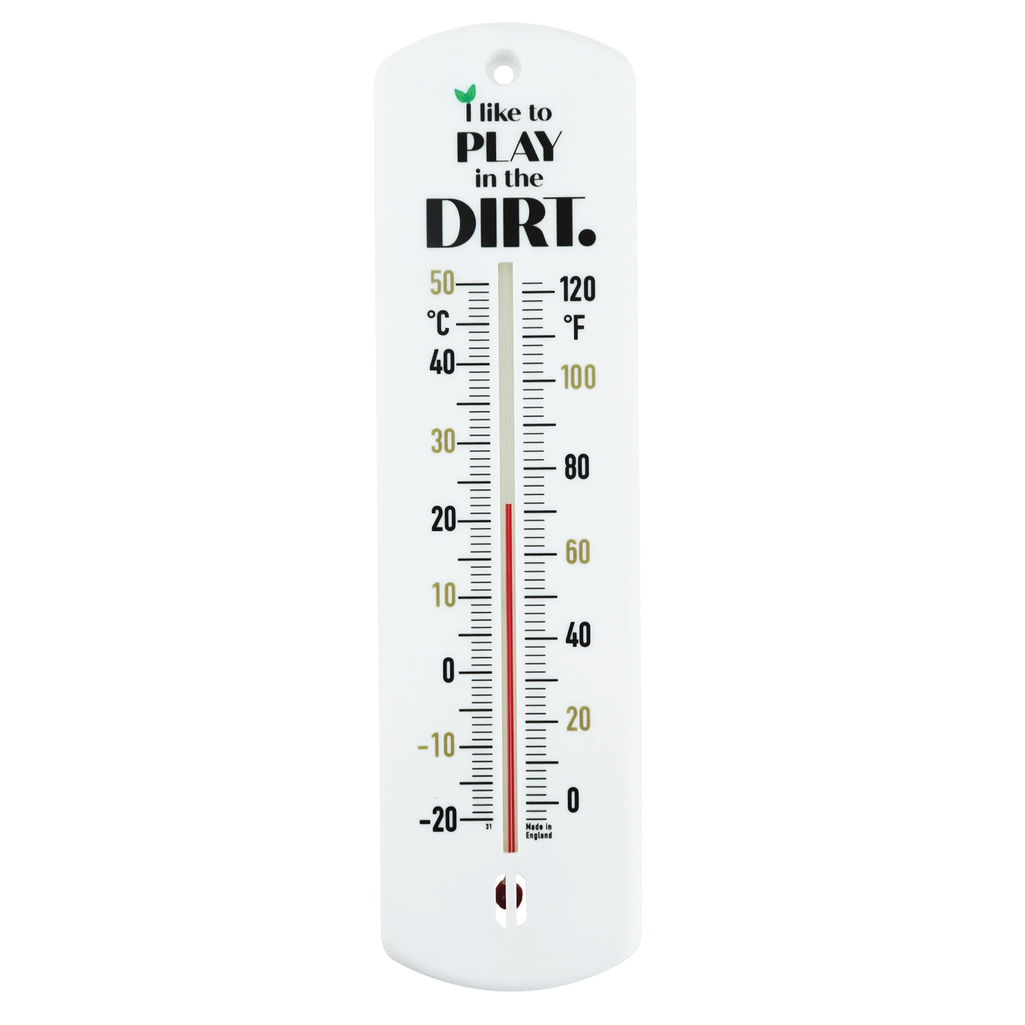Greenhouse Thermometer - 240 mm Classic Garden Thermometer Gift for Outdoor Use in Garden Greenhouse Shed Allotment Ideal Gardening Gifts with Play in The Dirt Design