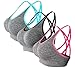 AKAMC Women's Removable Padded Sports Bras Medium Support Workout Yoga Bra 3 Pack,Large, Style 5 (Grey with Black/Pink/Blue)