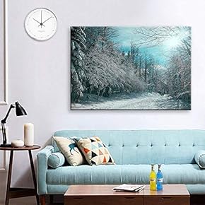 BRAND_NAMERed Pine Tree Forest Covered in Snow Home Art