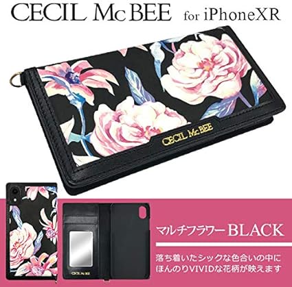 Amazon Co Jp Iphonexr専用 Cecil Mcbee 手帳ケース マルチフラワー セシルマクビー 花柄 かわいい おしゃれ アイフォンケース Iphone Xr 手帳型 ブランド Black 家電 カメラ