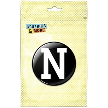 Letter N Initial Black White Kitchen Refrigerator Locker Button Magnet - 1 Inch Diameter