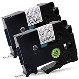 Fimax 2 PK Standard Laminated Label Tape Compatible For Brother P-Touch TZe-131 TZ131 TZe131 Black on Clear 0.47