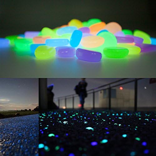 WFPOWER Rainbow Luminous Pebbles 100 Pcs Glow In The Dark Stones For Outdoor Home Garden Walkway Fish Tank Aquarium