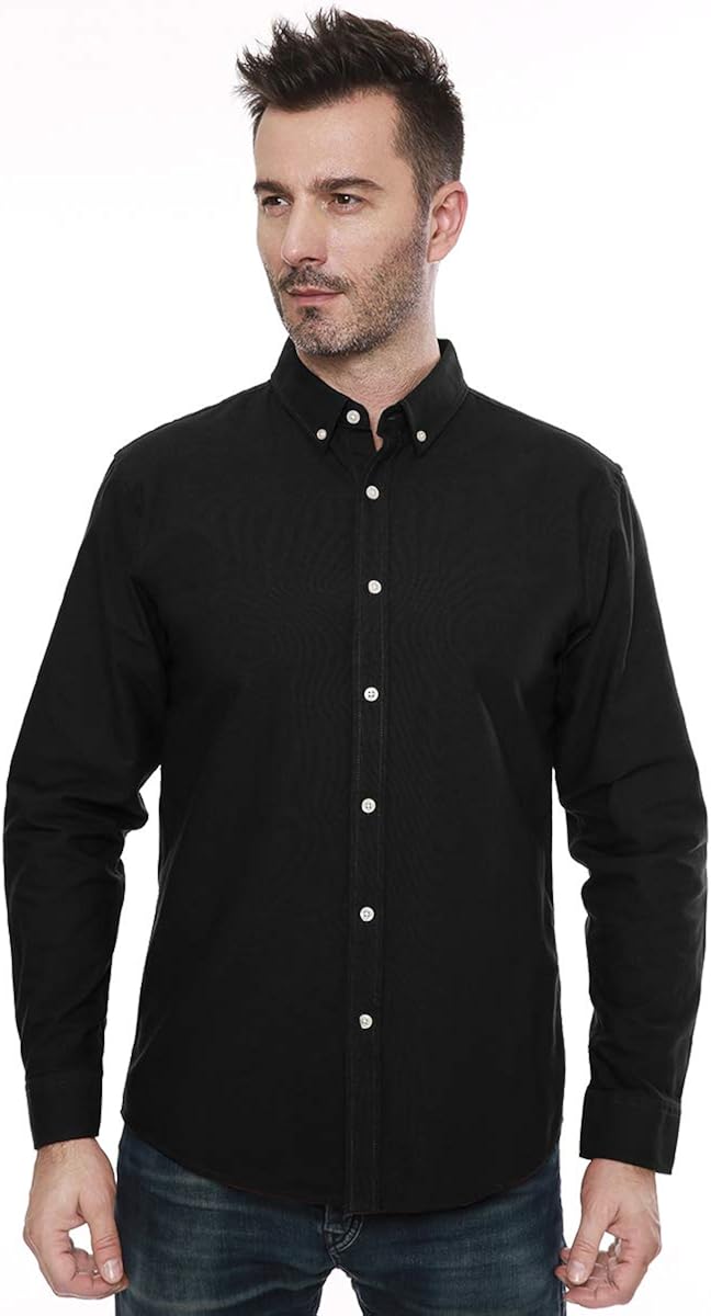 Men's Oxford Long Sleeve Button Down Casual Dress Shirt at  Men’s Clothing store