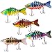 Sougayilang Bass Fishing Lure Multi Jointed Swimbait 7 Segment Lifelike Trout topwater Crankbait Pack of 5