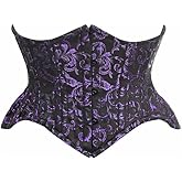 Daisy corsets womens Daisy Corsets Top Drawer Black/Purple Brocade Double Steel Boned Mini Cincher Corset