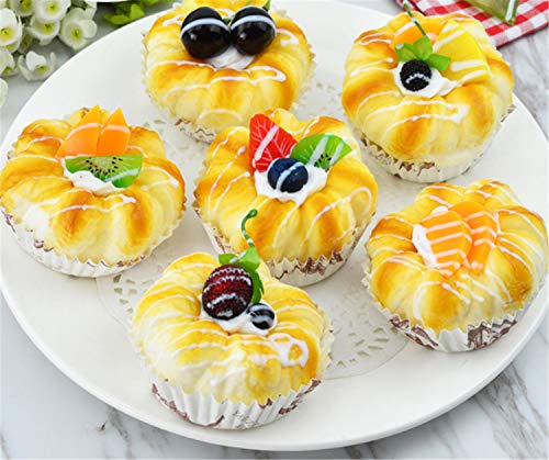 image for Skyseen 6Pcs Realistic Artificial Fake Cake Cupcake Bread Dessert Mode