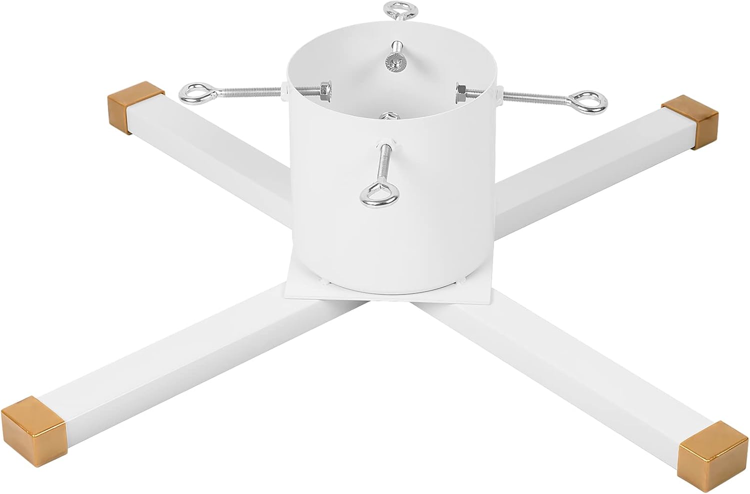 Tree Stands - HarcoHome Christmas Tree Stand Base for Live Tree Modern Heavy-Duty Metal Xmas Tree Holder Stand with Spike for 8 feet Fresh Tree Xmas Tree Decoration (White, Large)