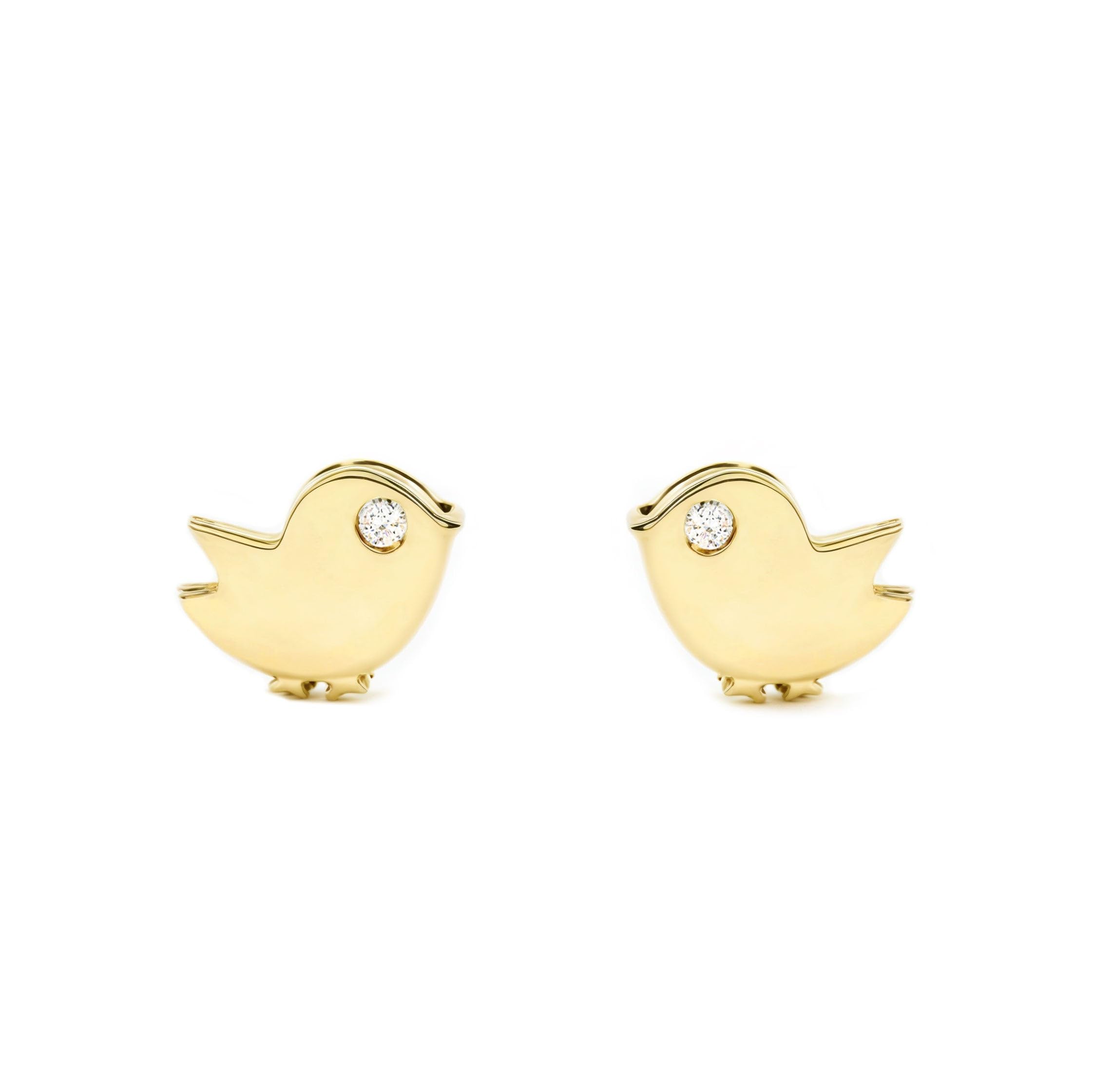 9ct Yellow Gold bird Children's Earrings