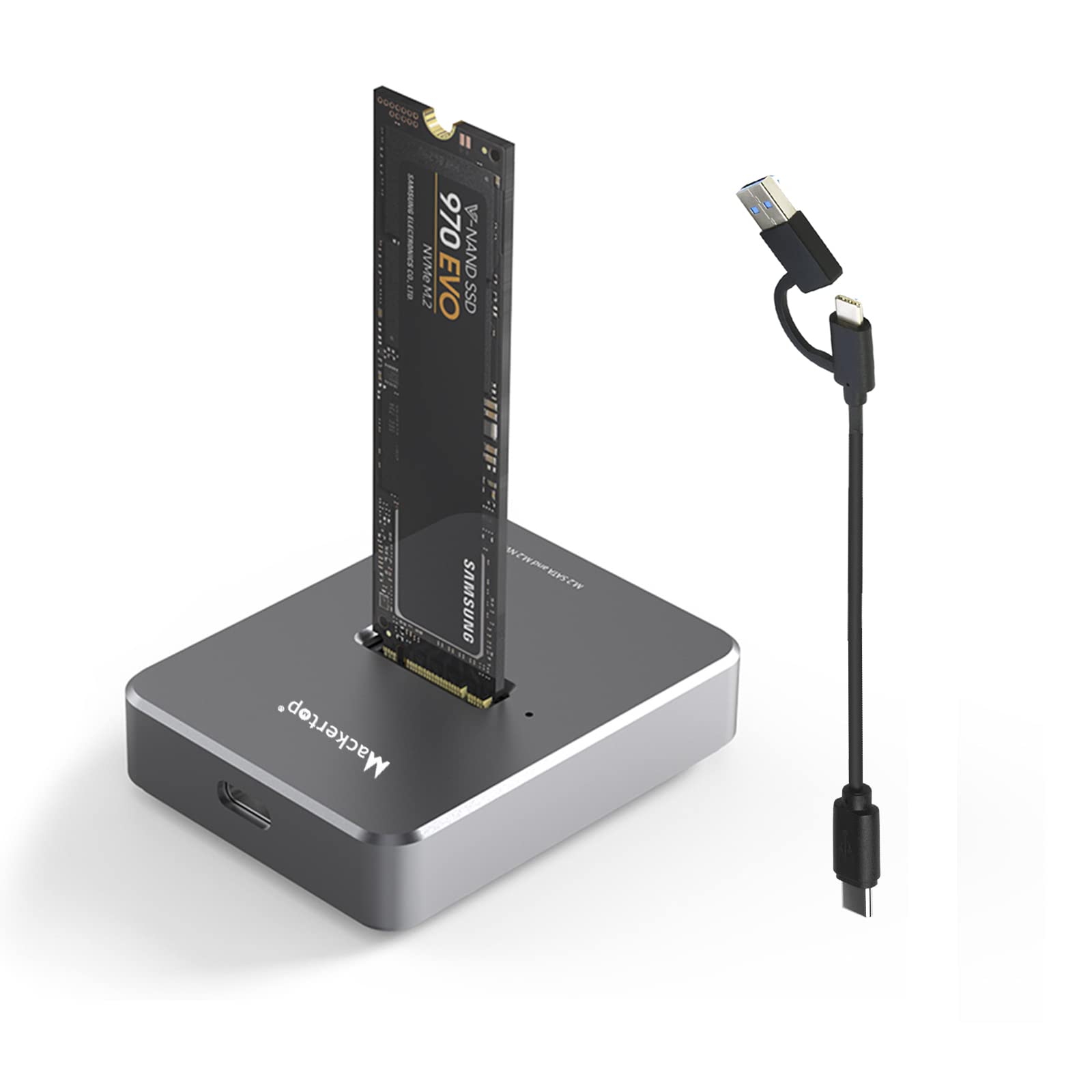 Mackertop M.2 NVMe SSD to USB-C Enclosure, SATA SSD Docking Station, 10Gbps M.2 to USB-C External Drive
