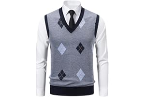 Men V Neck Sweater Vest Knit Casual Pullover