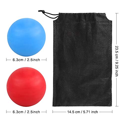 WOVTE 2 Pack Massage Lacrosse Balls for Sore Muscles, Shoulders, Neck, Back, Foot, Body, Deep Tissue, Myofascial Release, Trigger Point Therapy, Muscle Knots and Yoga Therapy (Blue Red)