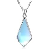 Pextrid 925 Sterling Silver Moonstone/Turquoise Necklace for Women, Dainty Pendant Necklace Jewelry Gifts for Mother Wife Lover Birthday Anniversary, with 18+2inch Chain