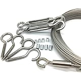 Senmit Globe String Light Suspension Kit, Outdoor Light Guide Wire,Galvanized Steel Cable, 130 ft.With Turnbuckle and Hooks