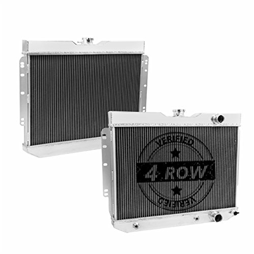 Primecooling 4 Row All Aluminum Racing Radiator for 1959-63 Chevy Impala, 1960-65 Biscayn, EI Camino /1959-65 Bel Air ,28" Overall Wide