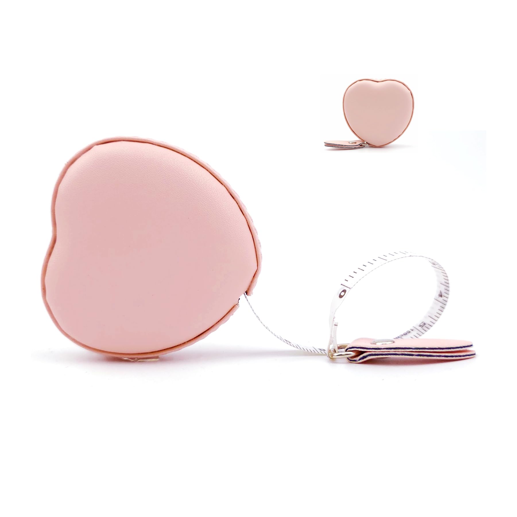 Tape Measure Leather Retractable, Pink Heart-Shaped 60 Inch/1.5 Meter Long Small Sewing Tape Measure for Tailors and Designers