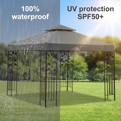 3x3 Gazebo Replacement Tarpaulin Waterproof 300D Polyester | 3 x 3 m Heavy Duty Replacement Tarpaulin for Garden Gazebo 300D Polyester UV Resistant Waterproof