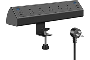Jgstkcity Desk Clamp Power Strip USB C,40W Total Fast Charging Station,4 PD 20W USB C Ports,Desk Edge Mount Surge Protector,5 Outlets,Fit 1.96" Tabletop Edge,ETL Listed