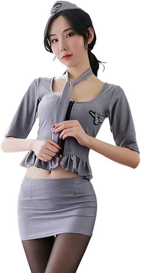 Amazon Nemiso スチュワーデス コスプレ セクシー フライトアテンダント キャビンアテンダント Ca 客室乗務員 コスチューム ボディコン ワンピース Cosplay Stewardess Costume パジャマ 誘惑 催し物 大胆 ハロウイン Halloween 文化祭 イベント パーティー 喫茶店