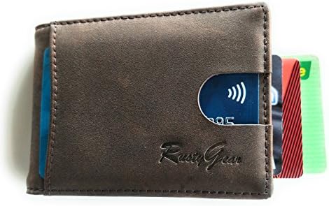 RUSTYGEAR Men's Genuine Leather Slimline Wallet - with RFID Protection &amp; MoneyClip