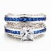 AMiERY Women 18KGP Princess Cut CZ Blue Sapphire Wedding Anniversary Engagement Bridal Rings Set